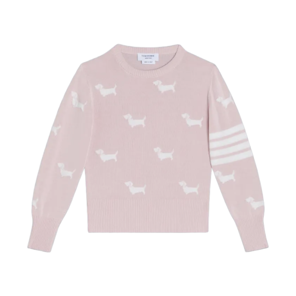 (키즈) 톰브라운 코튼 사선 헥터 풀오버 라이트 핑크((Kids) Thom Browne Cotton 4-Bar Hector Pullover Light Pink) - 1