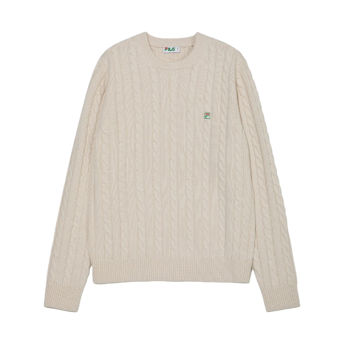 2000FO252ST10X003100 [6% 적립] FILA F+ Cabled Knitted Crewneck Pure White