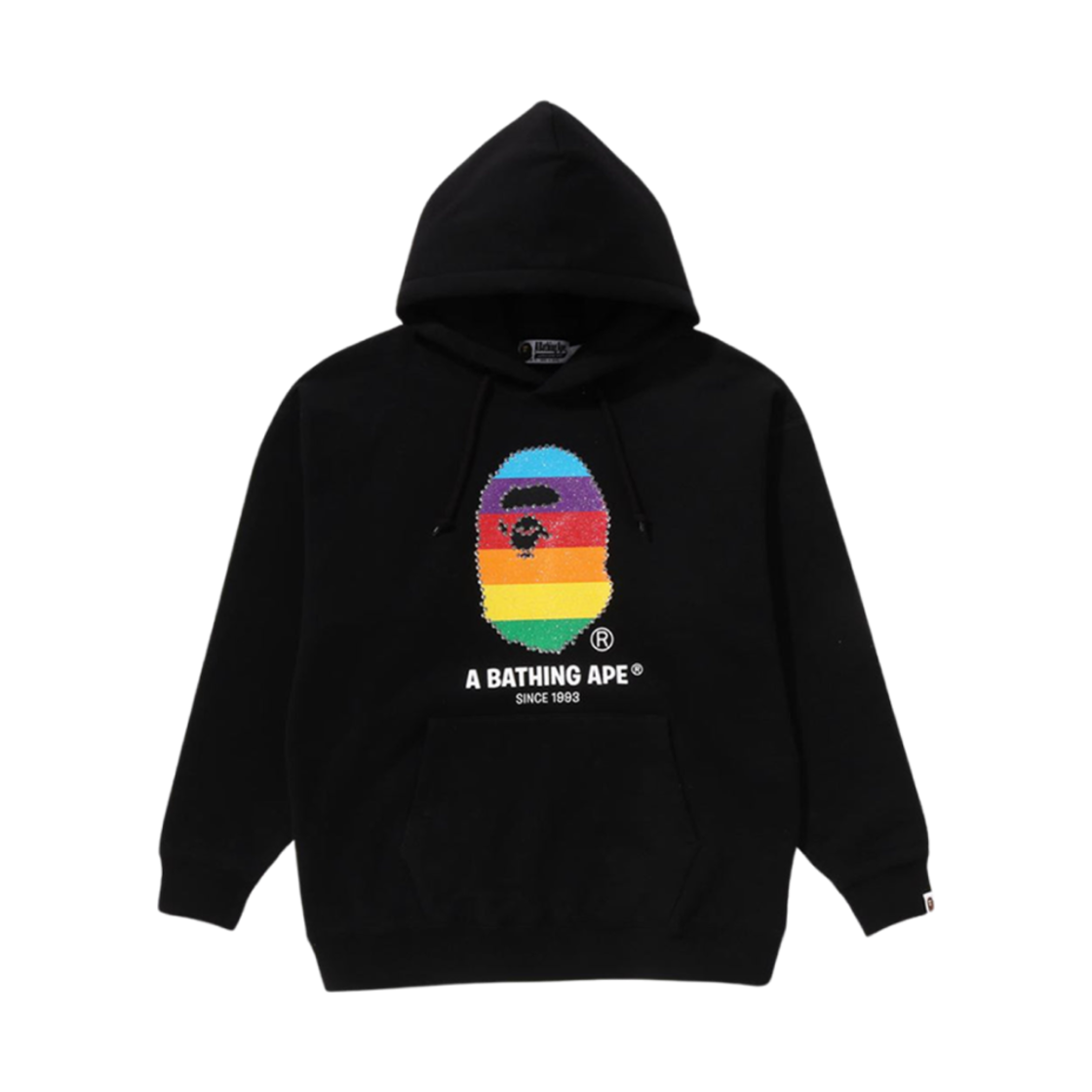 (W) 베이프 크리스탈 에이프 헤드 오버사이즈 풀오버 후드 블랙