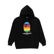 (W) BAPE Crystal Ape Head Oversized Pullover Hoodie Black