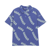 (Kids) Bobo Choses Wavy All Over Waffle Polo Shirt Blue