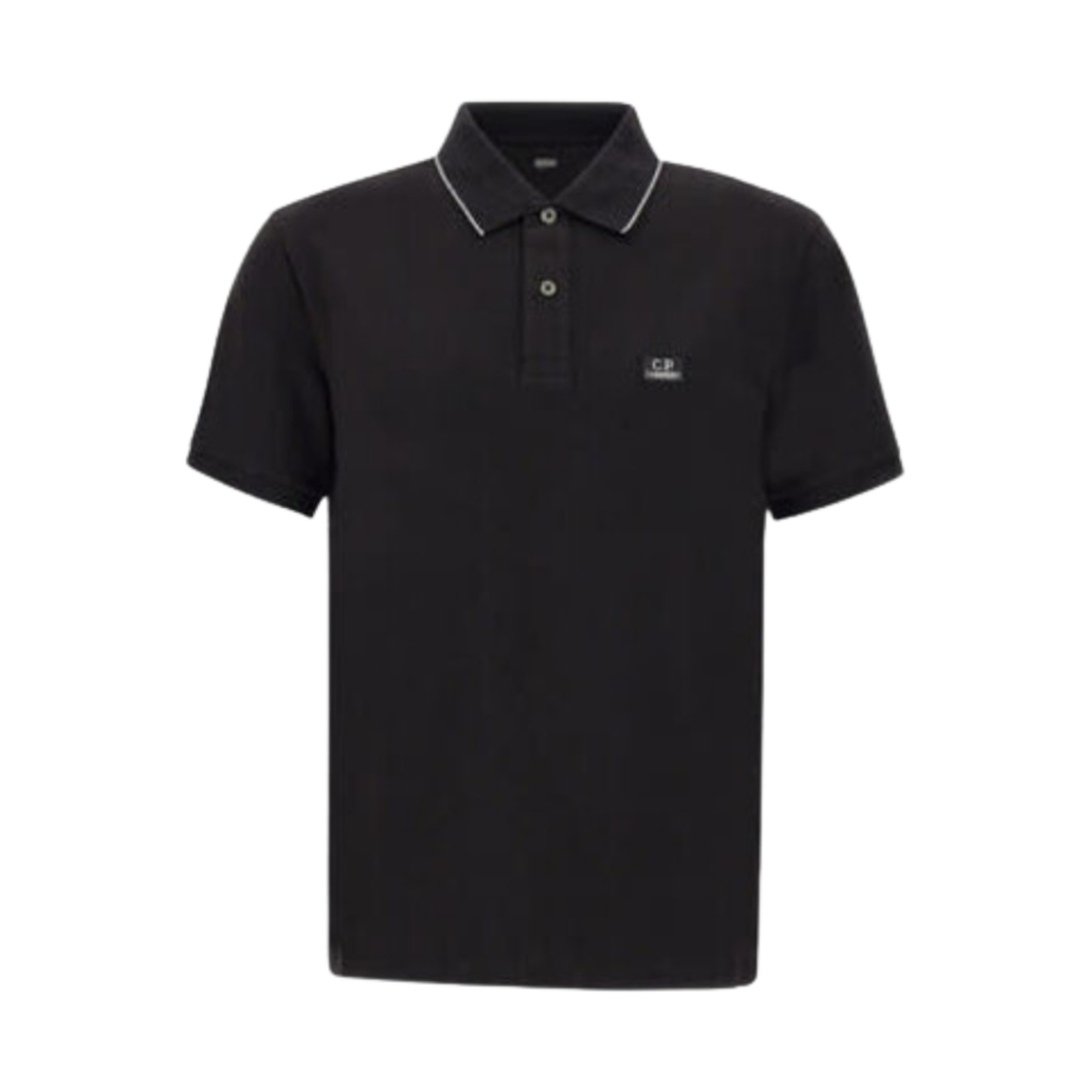 17CMPL097A005263W999 C.P. Company Stretch Piquet Striped Collar Polo Shirt Black - 24FW