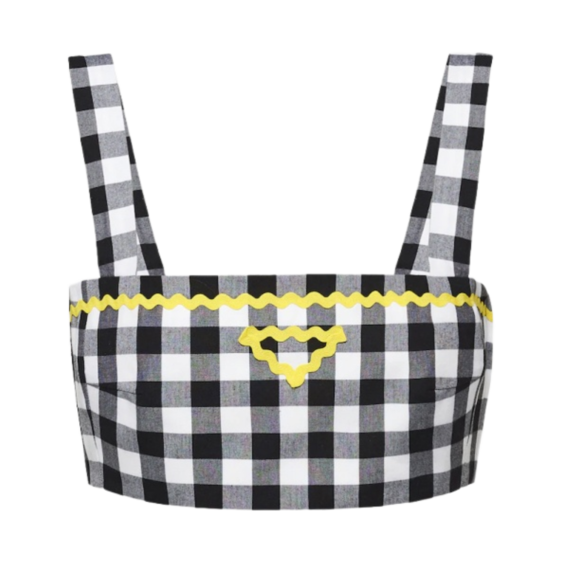 (W) 프라다 깅엄 체크 탑 블랙 옐로우((W) Prada Gingham Check Top Black Yellow) - 1