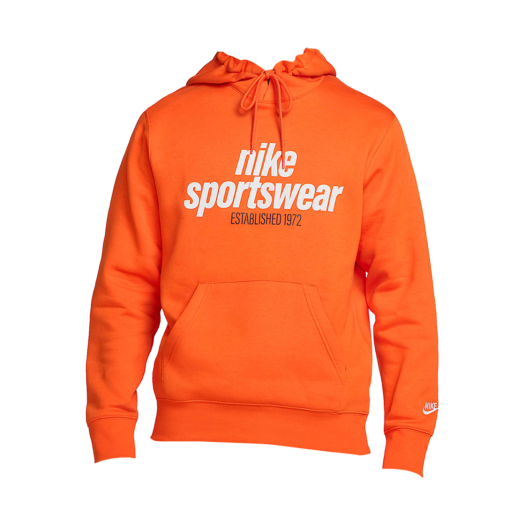 Nike Club Fleece Pullover Hoodie Safety Orange Photon Dust - Asia