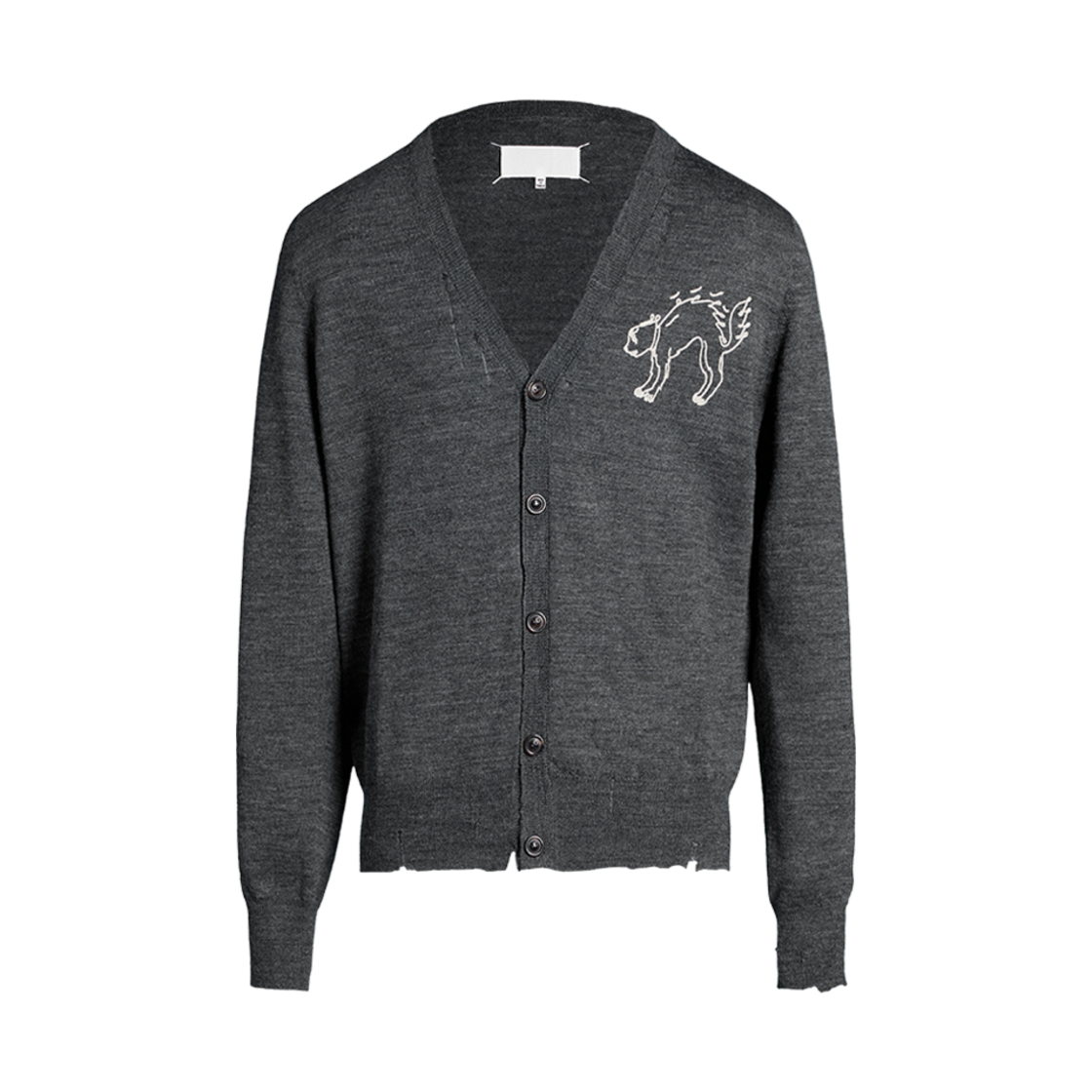 S29HP0005S18267859M (W) Maison Margiela Embroidered Wool Cardigan Dark Grey