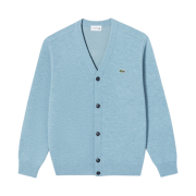 Lacoste Basic V-Neck Wool Cardigan Blue