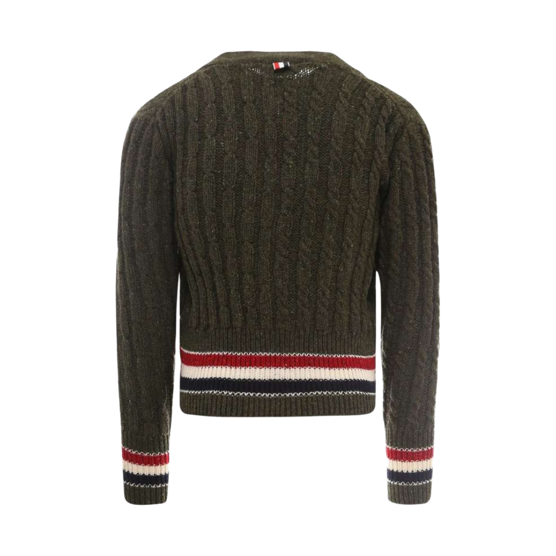 톰브라운 스트라이프 믹스드 케이블 가디건 다크 그린(Thom Browne Stripe Mixed Cable Cardigan Dark Green) - 2
