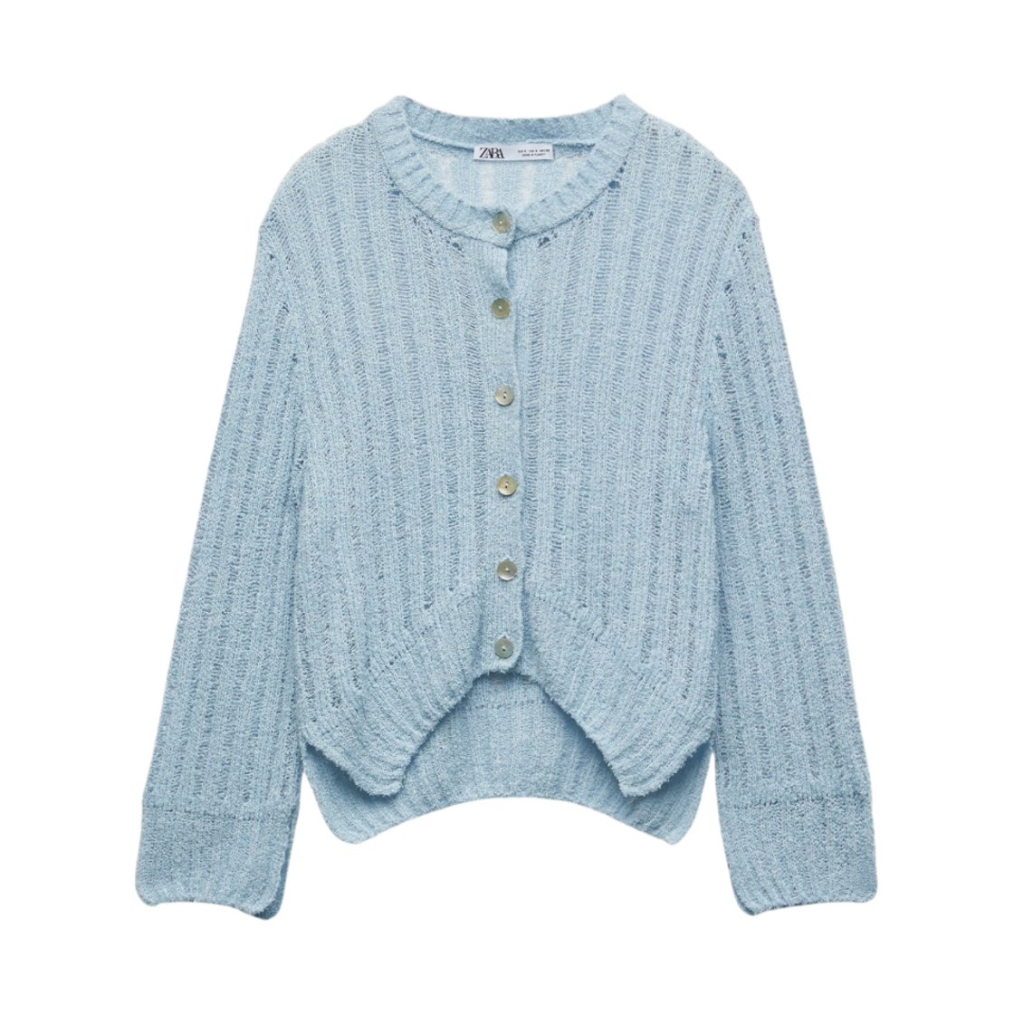 (W) 자라 오픈 니트 가디건 라이트 블루((W) Zara Open Knit Cardigan Light Blue)