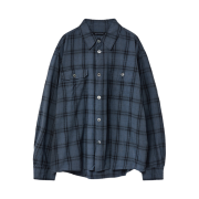 Hatchingroom 2Pk Shirt Long Over Dyed Check Blue