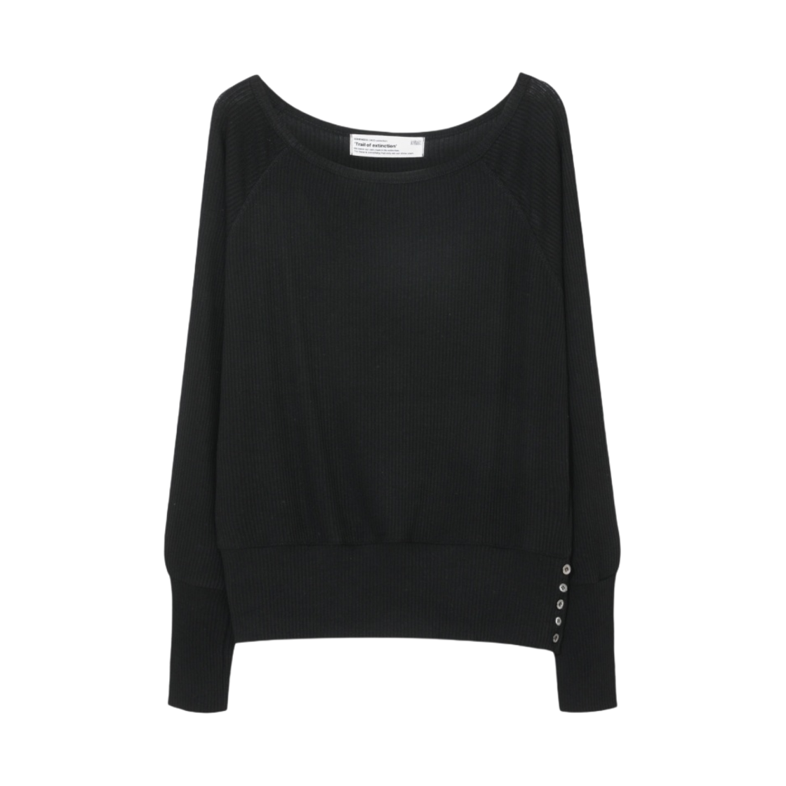 - (W) Bohemian Seoul Loose Boat Neck Long Sleeve Black
