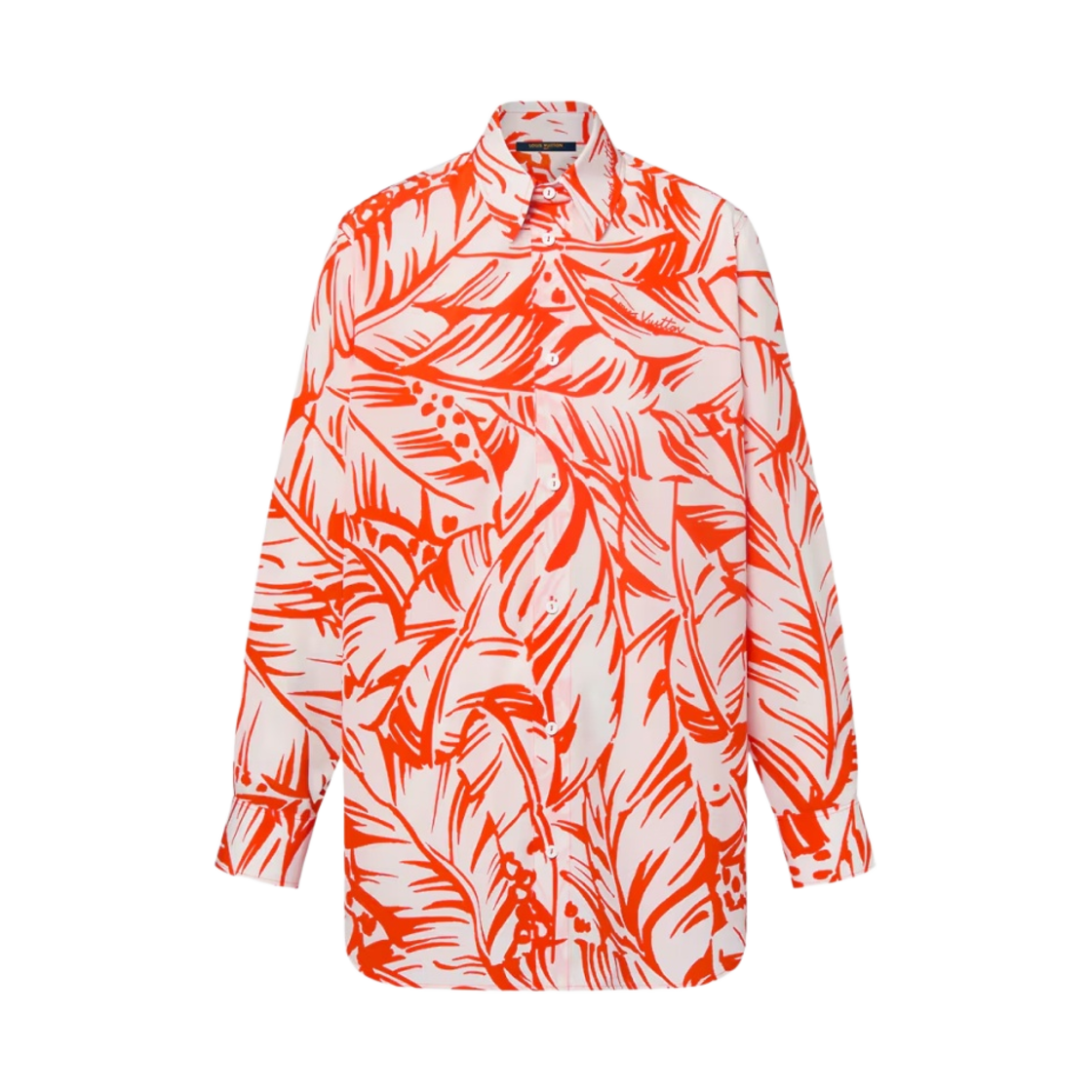 (W) 루이비통 팜 프린트 실크 셔츠 피치((W) Louis Vuitton Palm Print Silk Shirt Peach) - 1