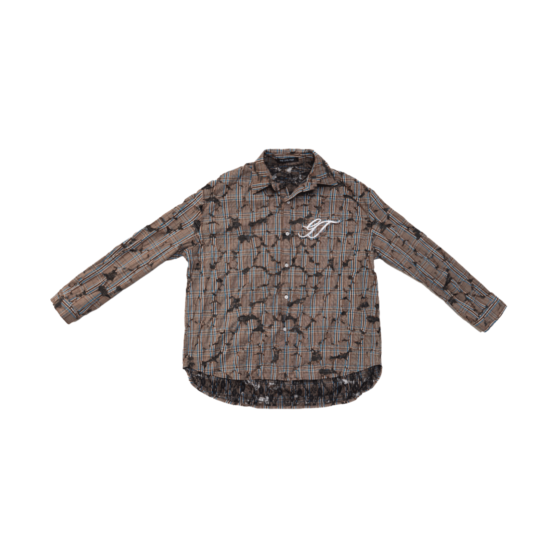GT24FW03 BL The Greatest Damage Check Shirt Blue