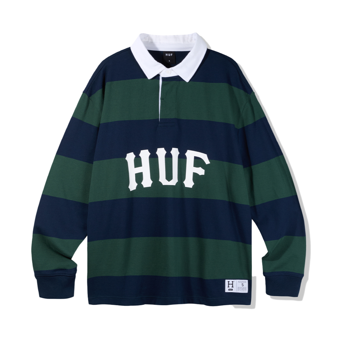 HC3ULSV01GRE HUF Arch Logo Rugby Tee Green/Navy