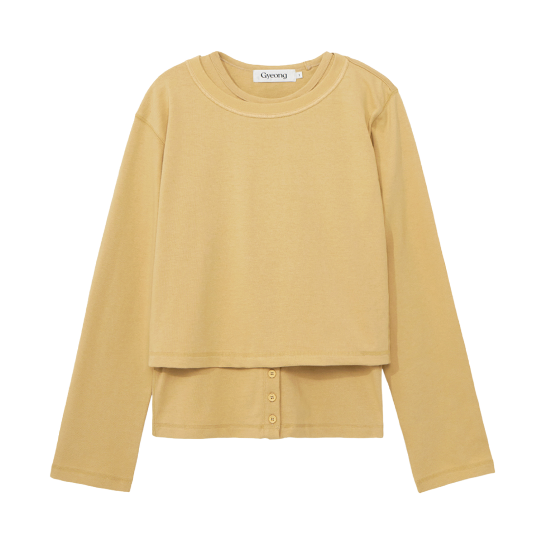 경 레이어드 롱 슬리브 소프트 옐로우(Gyeong Layered Long Sleeve Top Soft Yellow)