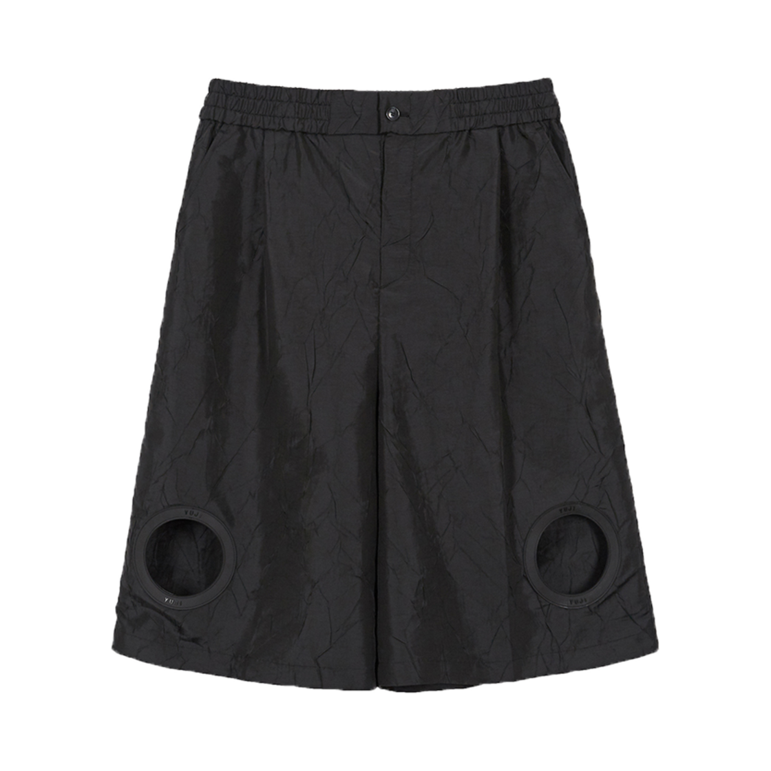 25SS_UNISEX_02_01 YUJI Signature Ring Label Bermuda Pants Unisex Black