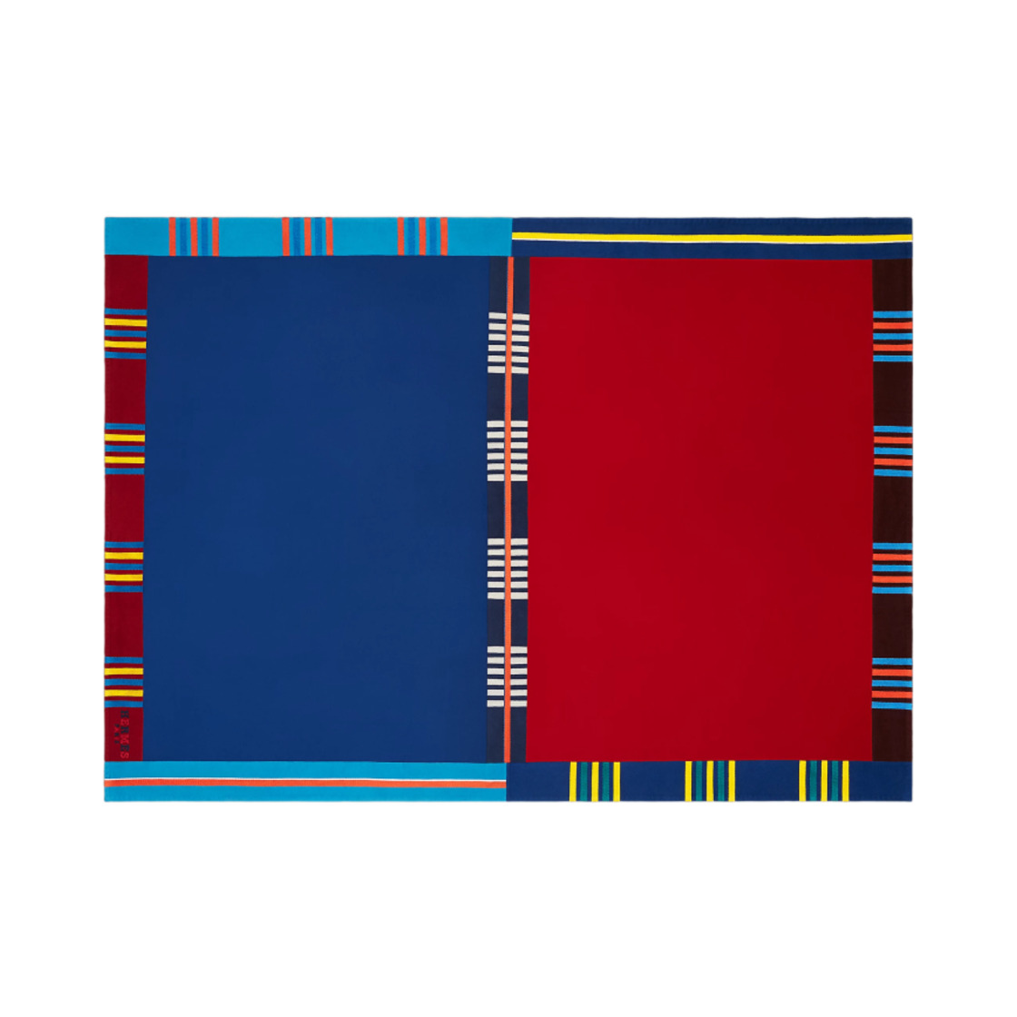 H103543M01 Hermes O'Galon Plaid Cashmere & Carmin Bleu Jean