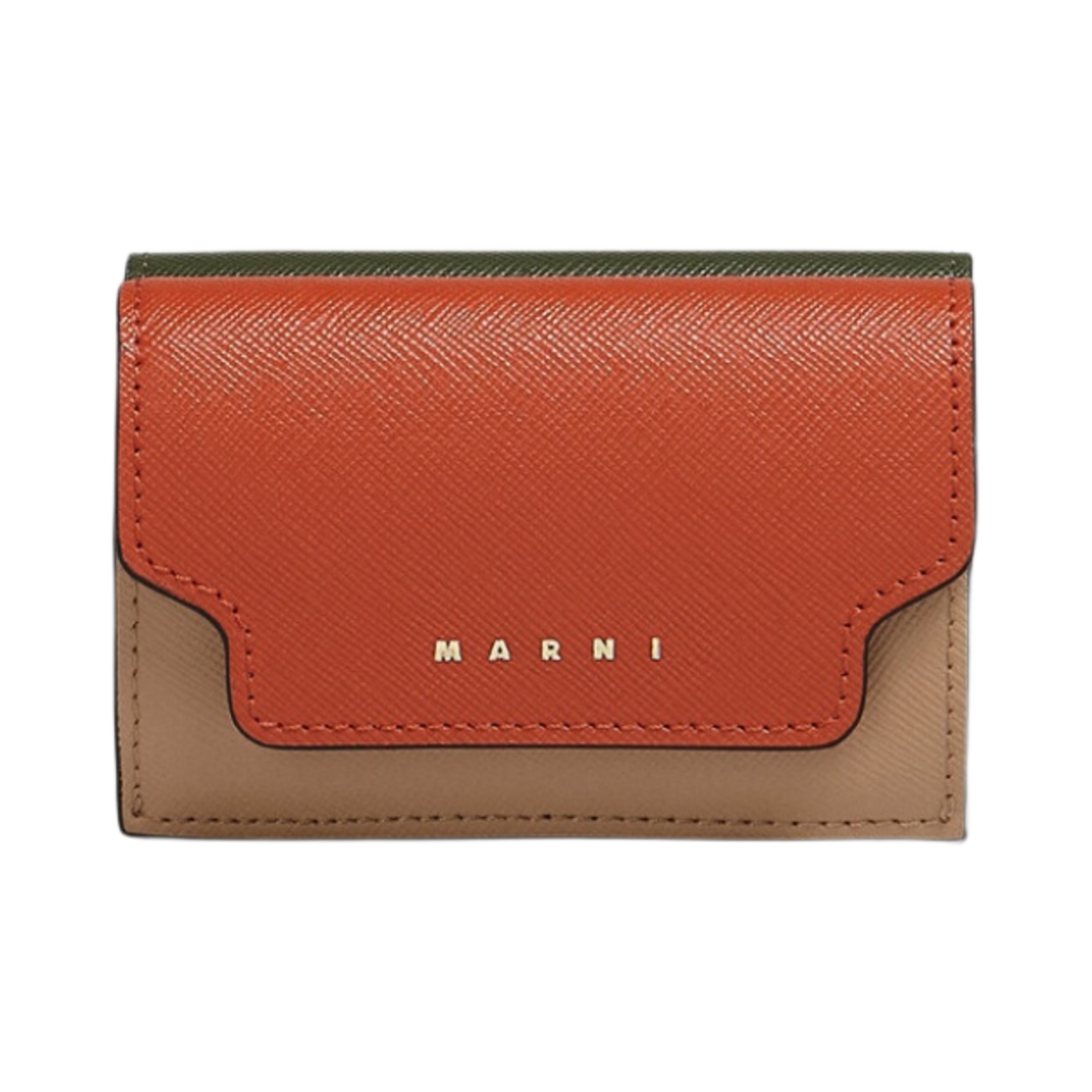 마르니 레더 트라이폴드 지갑 브릭 폼페이 가제보(Marni Leather Tri-Fold Wallet Brick Pompeii Gazebo)