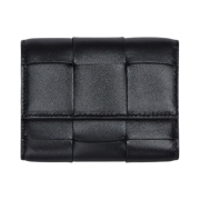 Bottega Veneta Tri-Fold Zip Wallet Black