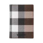 Burberry Check and Leather Folding Card Case Dark Birch Brown