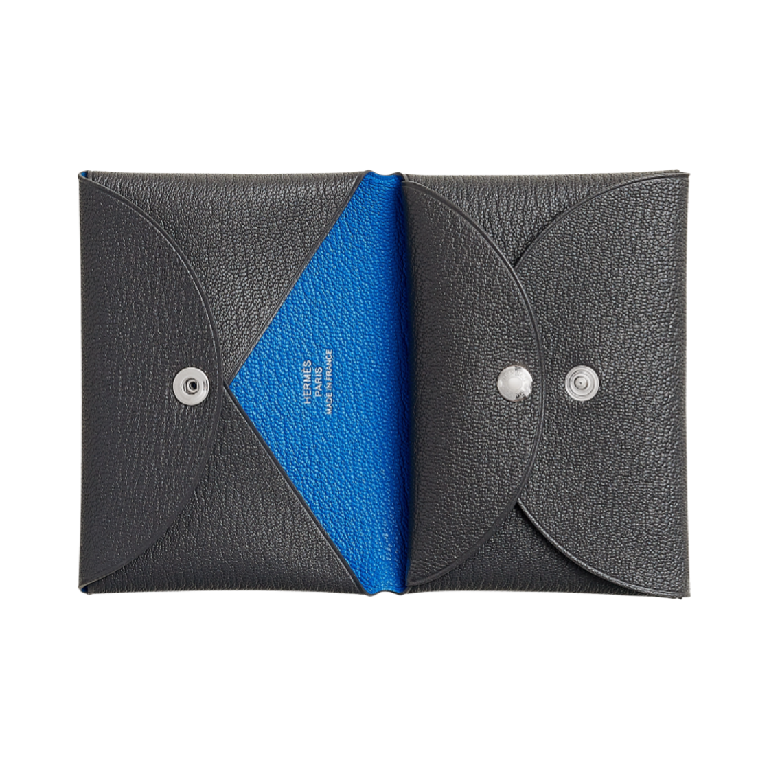 에르메스 칼비 듀오 컴팩트 베르소 카드 홀더 미조레 고트스킨 & 팔라듐 하드웨어 아르두아즈 블루 하이드라(Hermes Calvi Duo Compact Verso Card Holder Mysore Goatskin & Palladium Ardoise Bleu Hydra) - 2