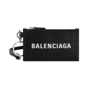 Balenciaga Crocodile Embossing Cash Card Case Keychain Black