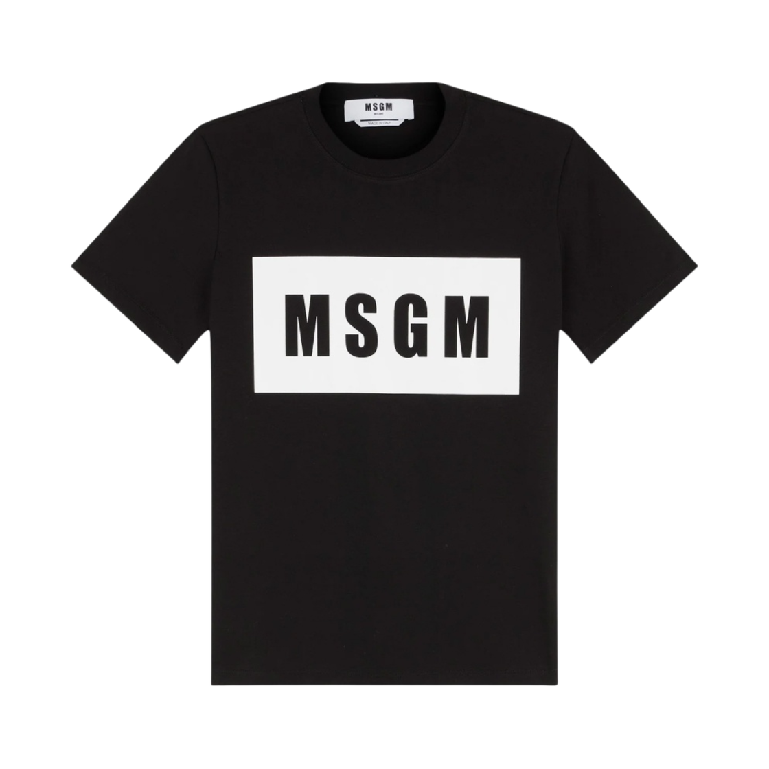(W) 엠에스지엠 박스 로고 크루넥 티셔츠 블랙((W) MSGM Crewneck T-Shirt with Box Logo Black) - 1