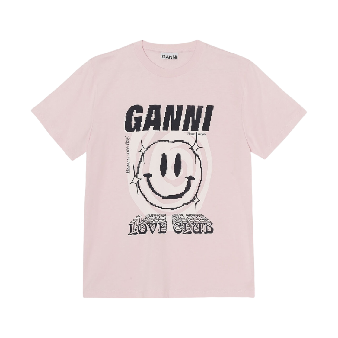 (W) 가니 러브 클럽 티셔츠 라이트 라일락((W) Ganni Love Club T-Shirt Light Lilac)