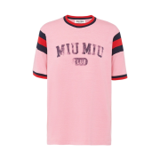 (W) Miu Miu Printed Jersey T-Shirt Begonia Pink