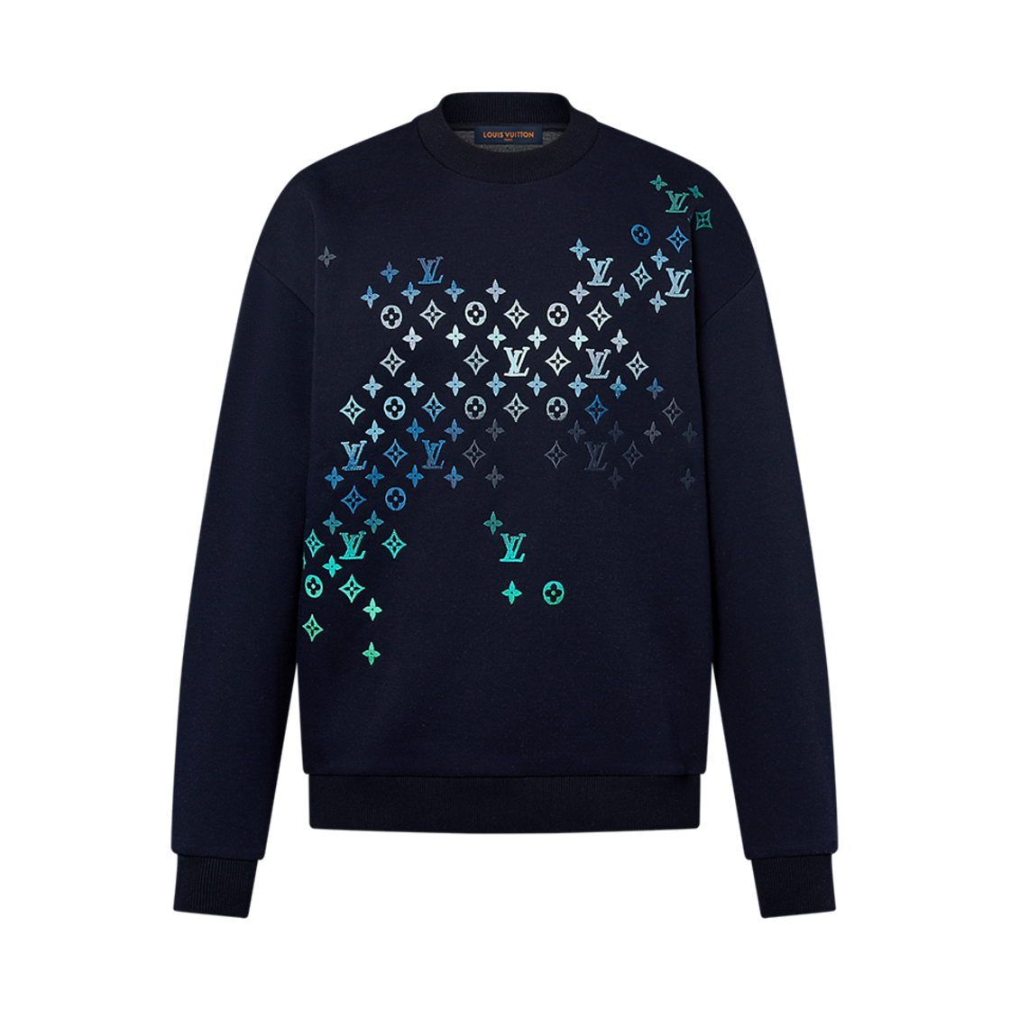 루이비통 그라디언트 모노그램 자수 코튼 스웨트셔츠 미드나잇 블루