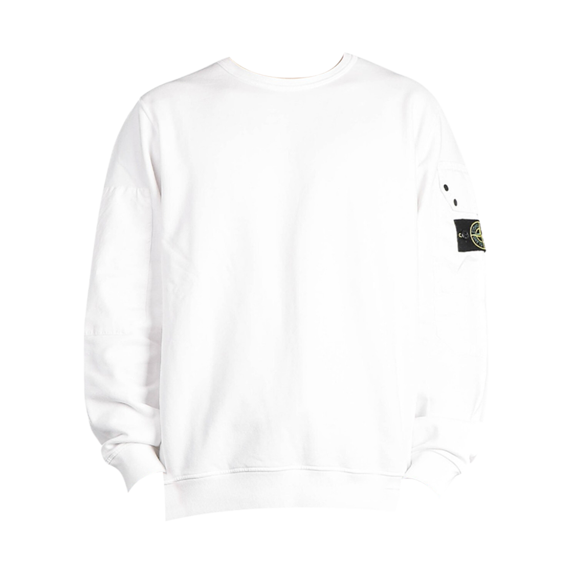 811563920-V0001 Stone Island 63920 Brushed Organic Cotton Fleece Crewneck Sweatshirt with Pockets White - 24FW