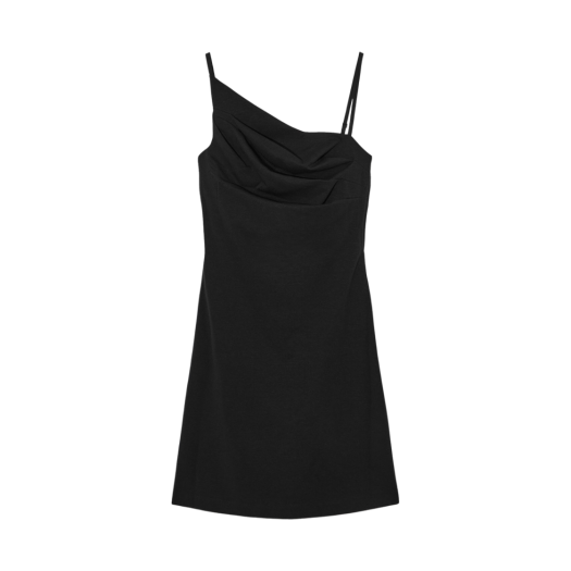 1158191001 (W) COS Asymmetric Draped Mini Dress Black