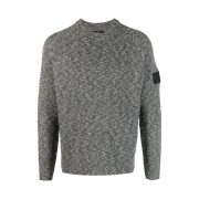 Stone Island Shadow Project 5121R Patterned Slub Dry Yarn Mock Neck Knit Black - 23SS