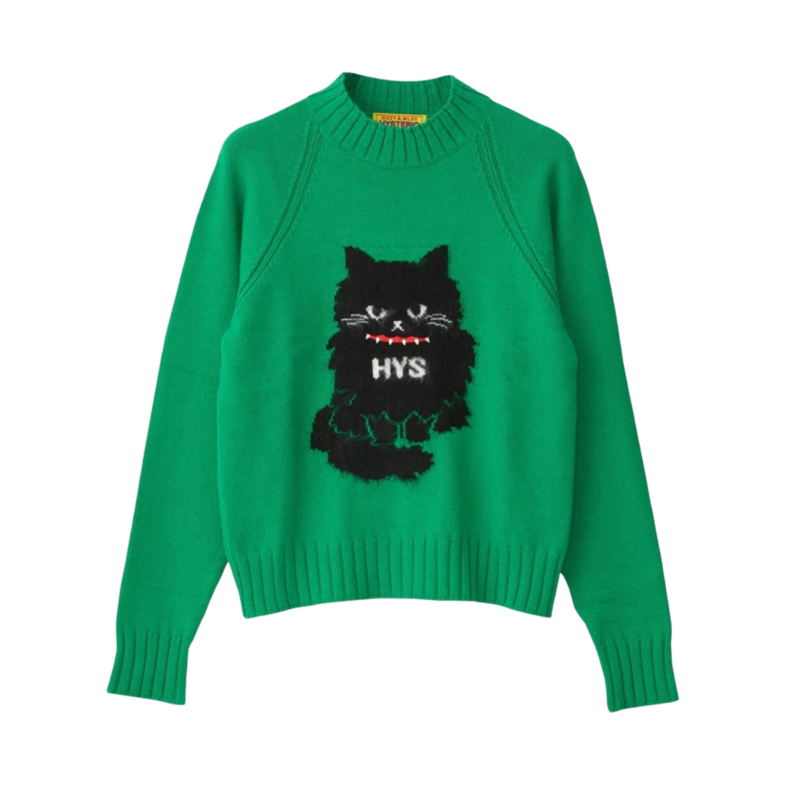 (W) 히스테릭 글래머 블랙 캣 자카드 스웨터 그린((W) Hysteric Glamour Black Cat Jacquard Sweater Green) - 1
