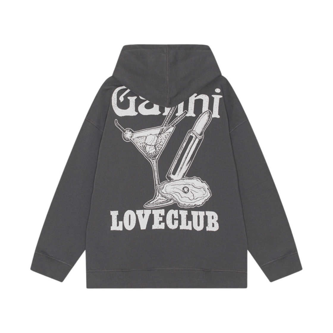 (W) 가니 오버사이즈 이솔리 러브클럽 후드 볼캐닉 애쉬((W) Ganni Oversized Isoli Loveclub Hoodie Volcanic Ash) - 2