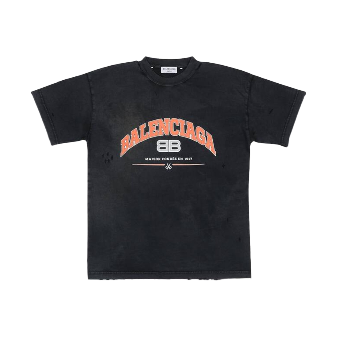 (W) 발렌시아가 메종 발렌시아가 티셔츠 미디움 핏 블랙((W) Balenciaga Maison Balenciaga T-Shirt Medium Fit Black) - 1