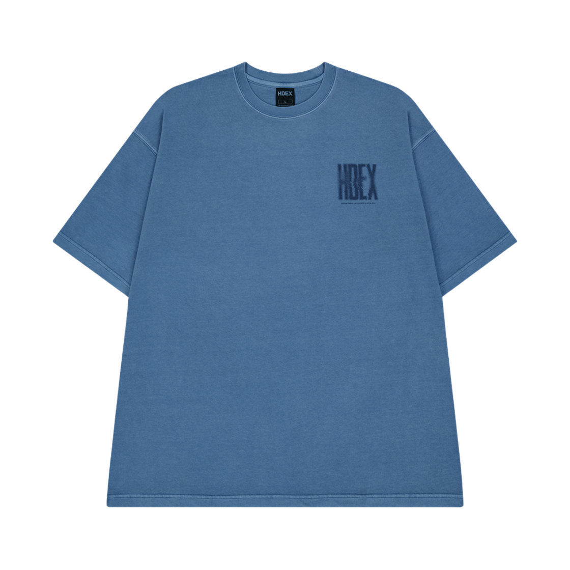 에이치덱스 크랙 프린티드 피그먼트 숏 슬리브 피그먼트 애쉬블루