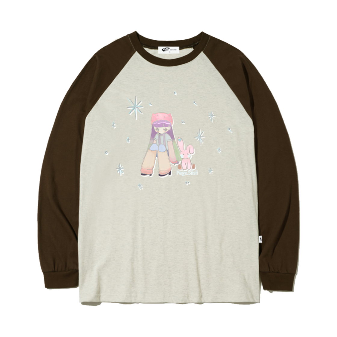 P251LS011BW pagesiisii Rabbit Friends Illustration Print Overfit Long Sleeve Brown