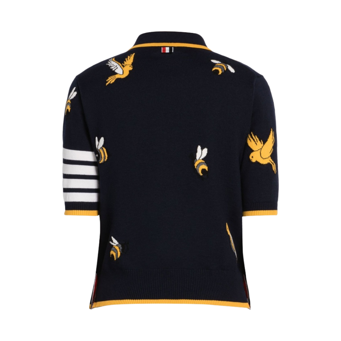 톰브라운 코튼 메리노 버드 & 비 사선 숏슬리브 폴로 네이비(Thom Browne Cotton Merino Birds & Bees 4-Bar Short Sleeve Polo Navy) - 2