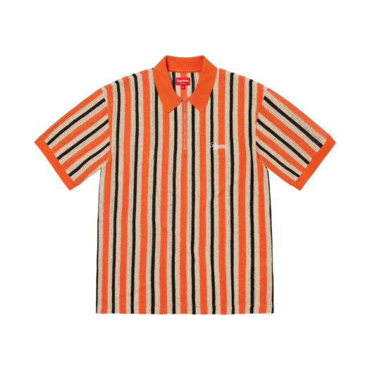 Supreme Open Knit Stripe Zip Polo Orange - 22SS