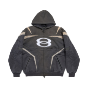 Balenciaga Unity Sports Icon Biker Oversized Zip-Up Hoodie Black
