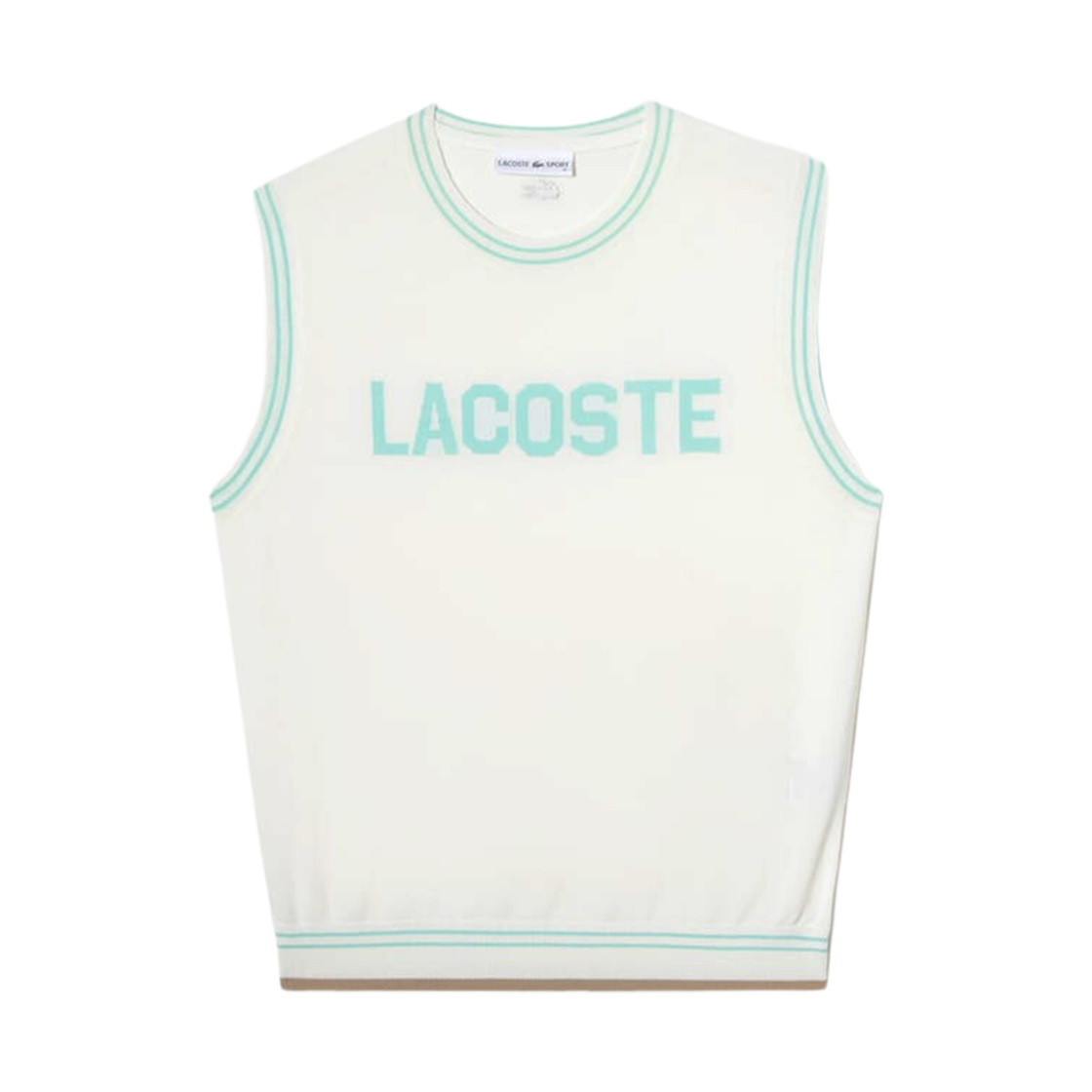 (W) 라코스테 레터링 포인트 베스트 화이트((W) Lacoste Lettering Point Vest White) - 1