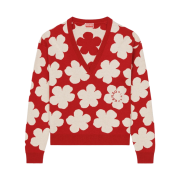 (W) Kenzo Hana Dots Jacquard Jumper Medium Red