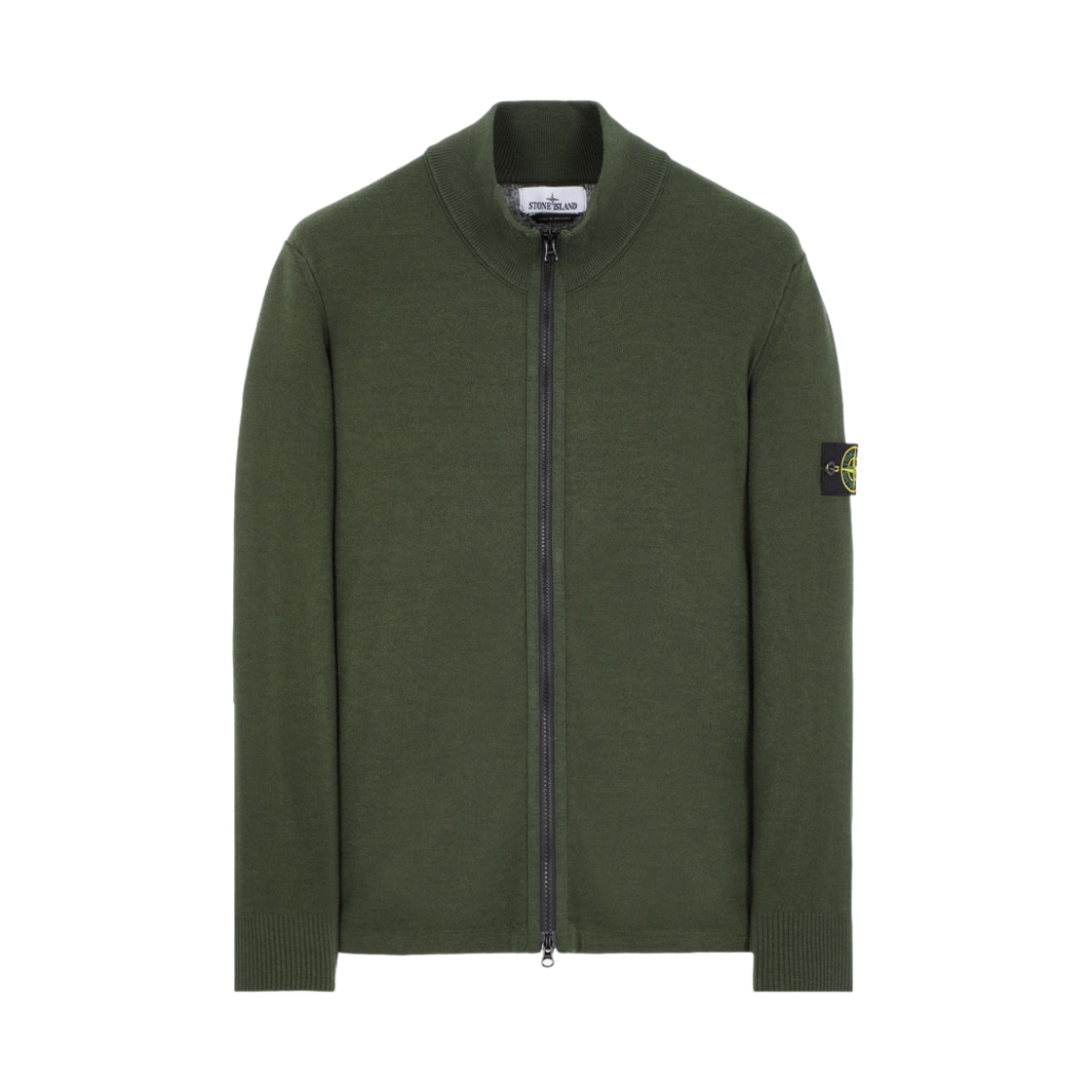 스톤 아일랜드 503A1 스트레치 울 니트 가디건 올리브 그린 - 22FW(Stone Island 503A1 Stretch Wool Knit Cardigan Olive Green - 22FW) - 1