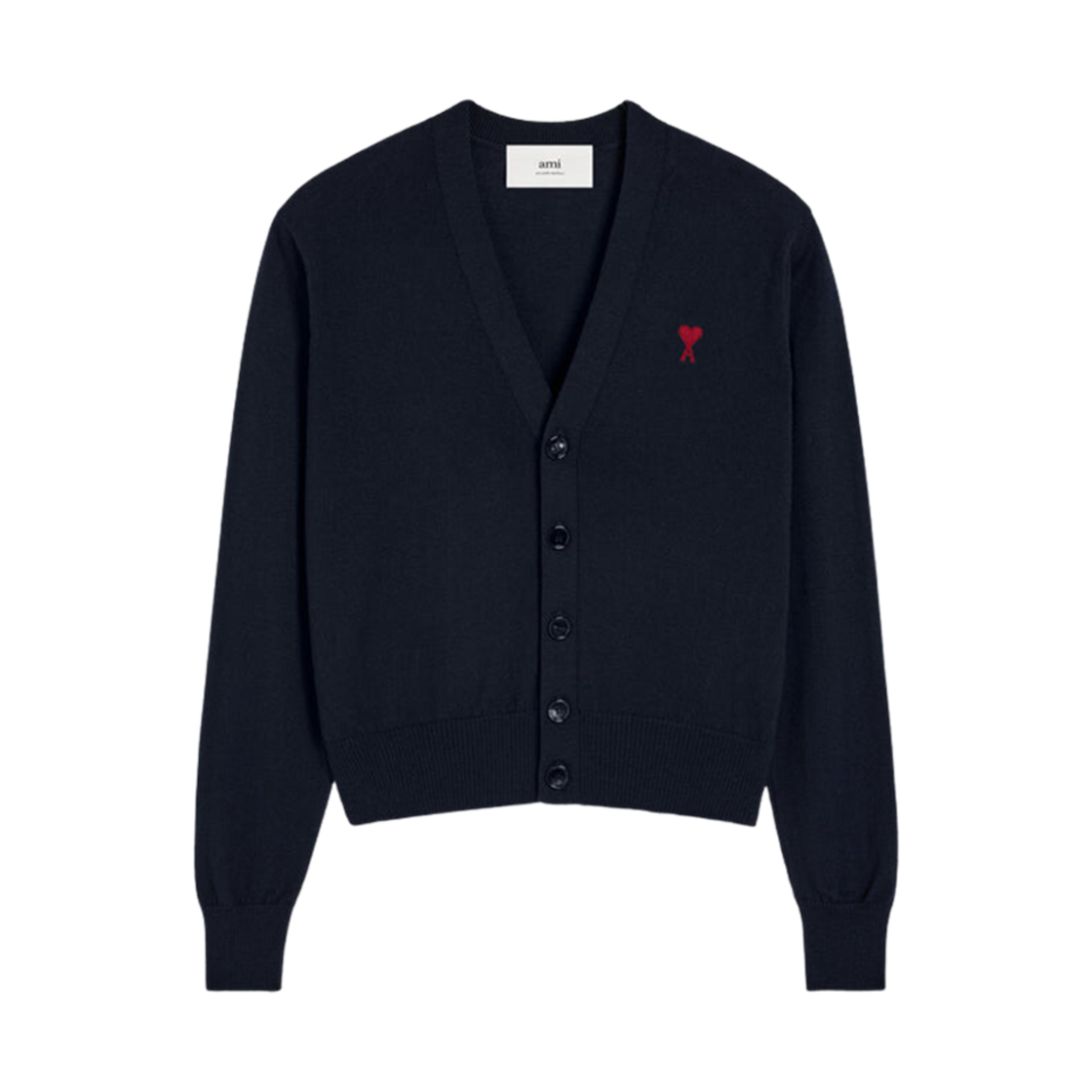 (W) 아미 스몰 하트 로고 가디건 나이트 블루((W) AMI de Coeur Cardigan Night Blue)