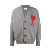 AMI de Coeur Oversize Intarsia Cardigan Heather Grey - 20FW