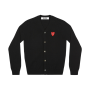 Play Comme des Garcons Double Heart Cardigan Black