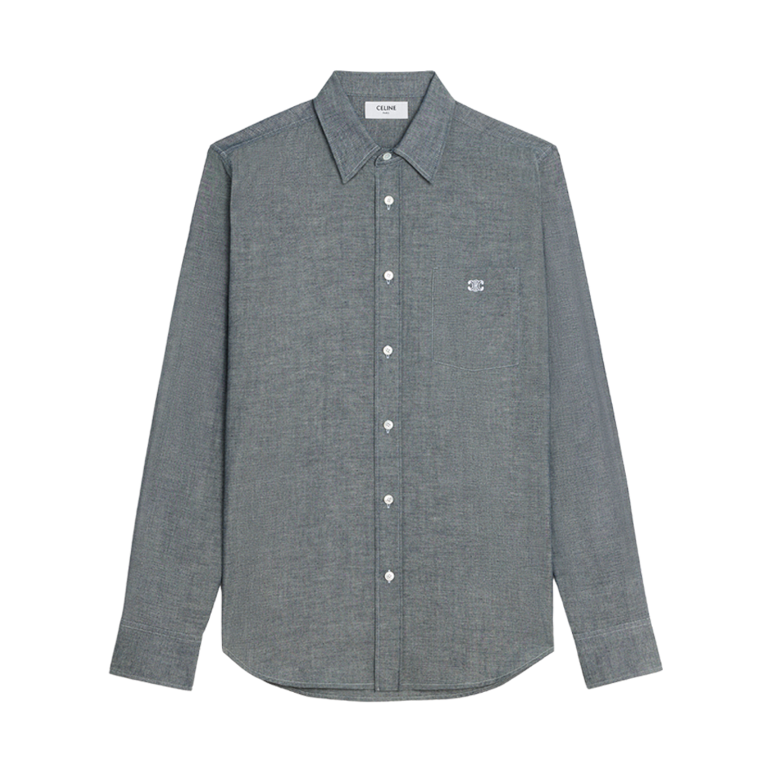 2C982508X-07JF Celine Loose Shirt in Light Chambray Cotton Bleu Indigo Craie