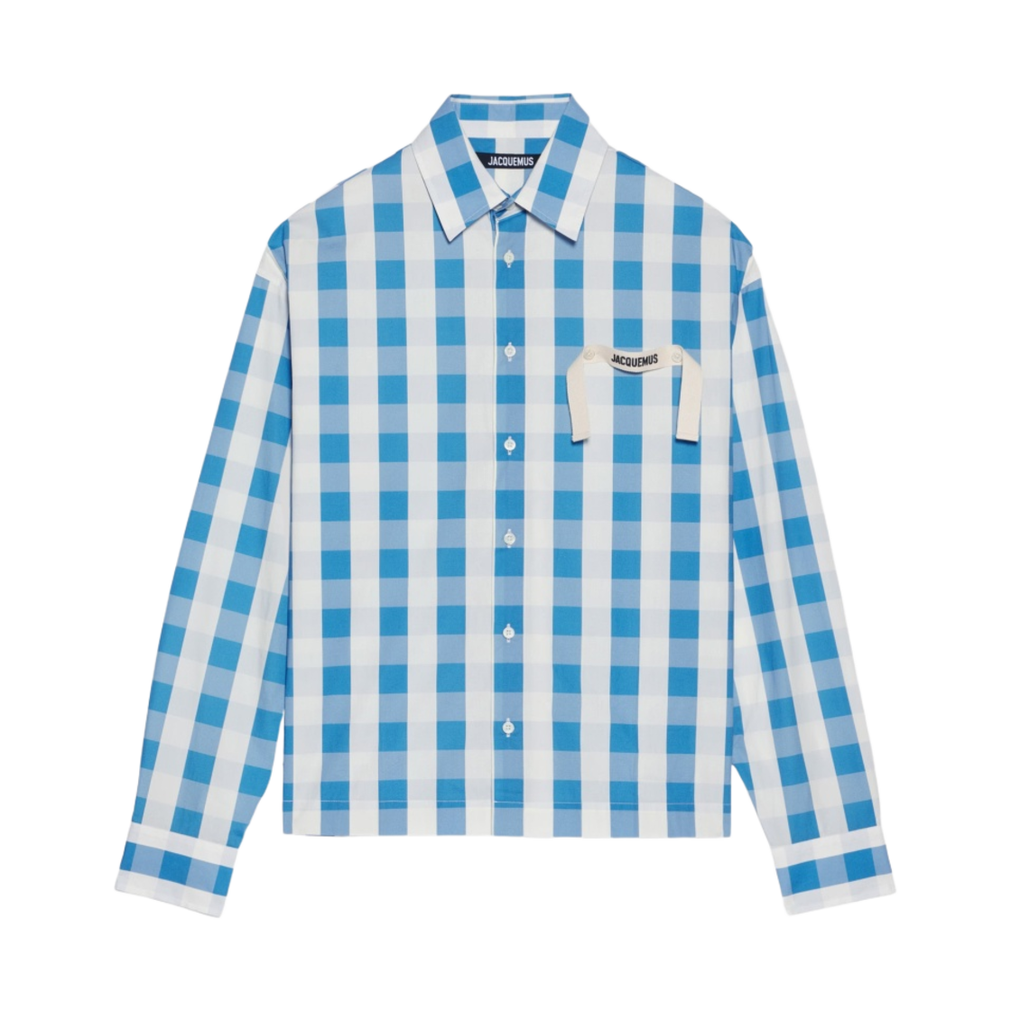 자크뮈스 라 슈미즈 파피에르 깅엄 롱 슬리스 셔츠 프린트 체크 블루 화이트(Jacquemus La Chemise Papier Gingham Long Sleeve Shirt Print Check Blue White) - 1