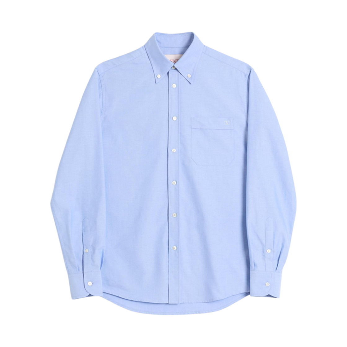 ABQ35AL2C43 Valentino Vlogo Embroidered Cotton Shirt Sky Blue