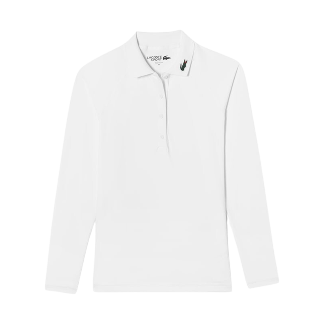 (W) 라코스테 솔리드 레글런 롱 소매 폴로 화이트((W) Lacoste Solid Raglan Long Sleeve Polo White) - 1